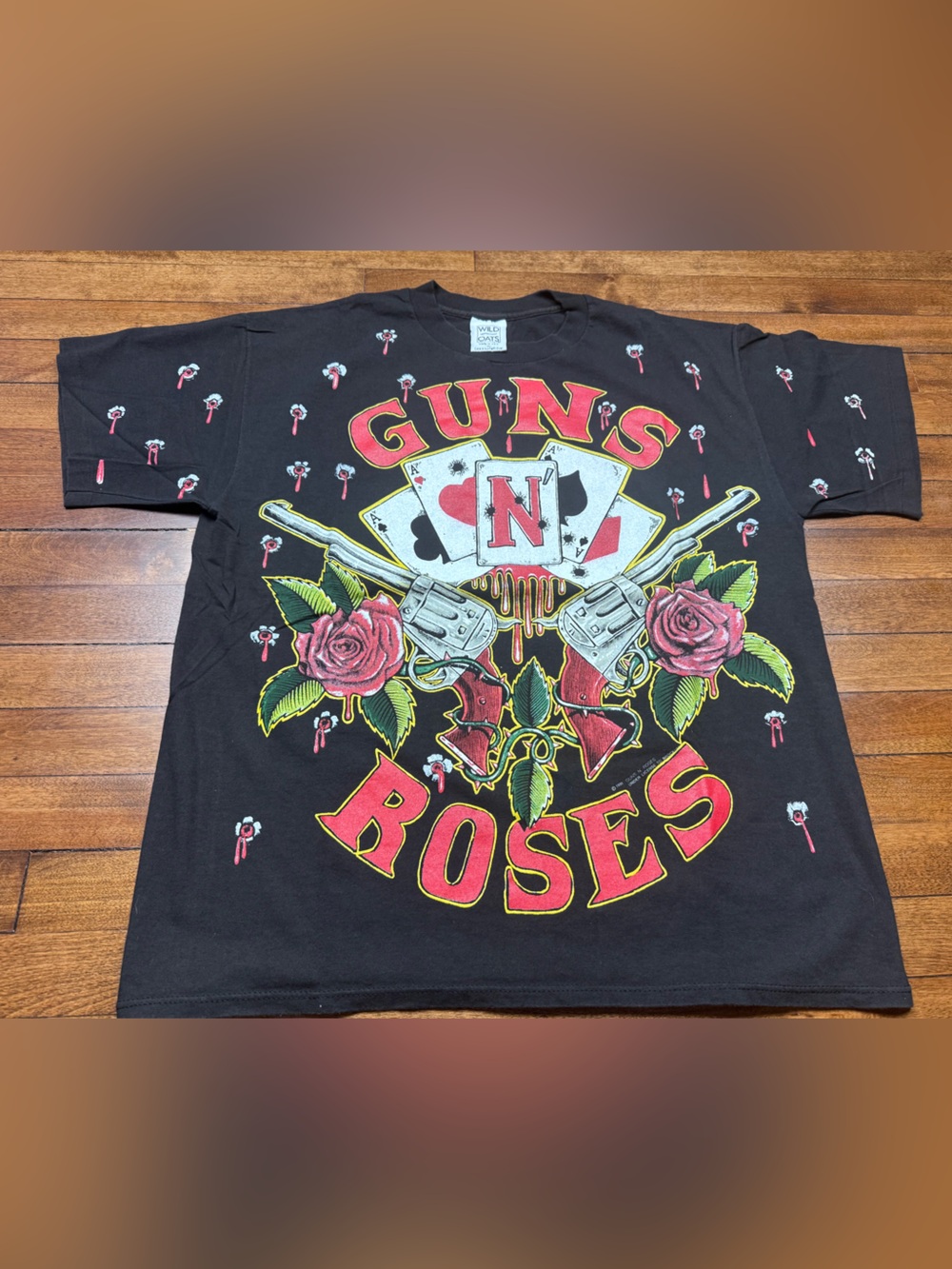 Vintage Authentic Deadstock 1991 Tour Guns N' Roses “Cards and Bullet Holes” AOP